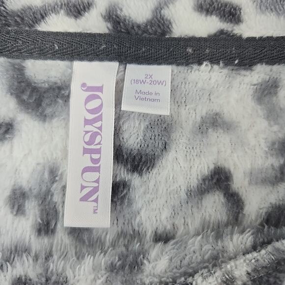 Joyspun Women's Velour White Grey Animal Print 2Pc Pajama Set 2X - Picture 3 of 15